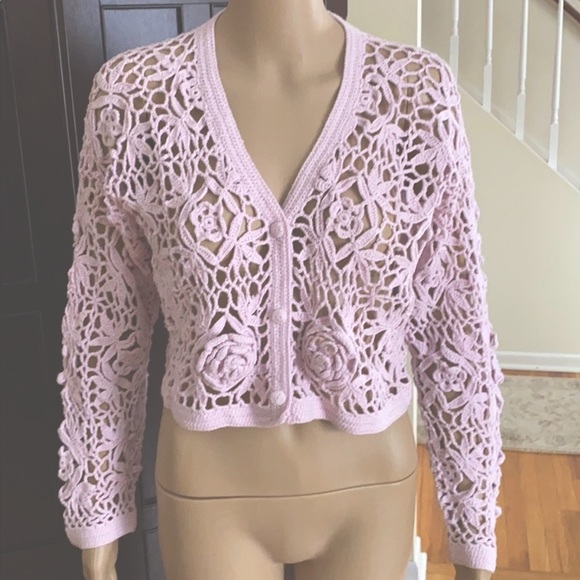 MY Tops - MY Crochet cropped sweater sz M hand knit